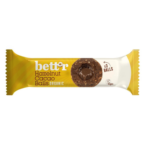 Bett'r БИО Плодови Топчета с Пълнеж Лешници и Какао, (3x15g)