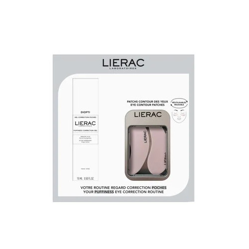 Комплект Lierac Diopti Околоочен гел за корекция на торбички х15 мл +преизползваеми пачове за околоочния контур
