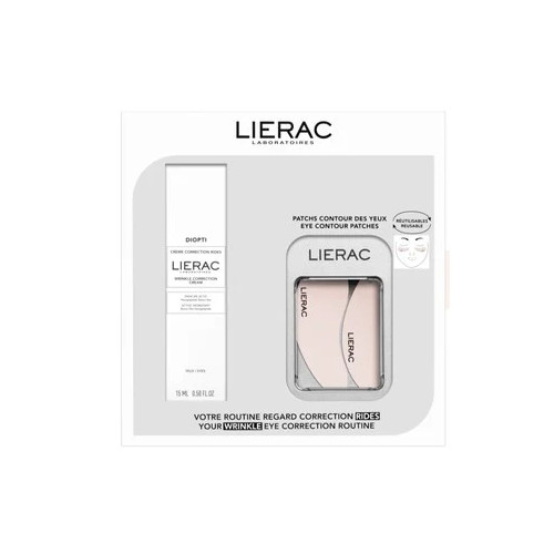 Комплект Lierac Diopti Околоочен крем за корекция на бръчки х15 мл + преизползваеми пачове за околоочния контур