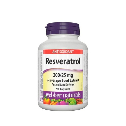 Resveratrol with Grape Seed 200/25 мг за антиоксидантна защита x90 капсули Webber Naturals