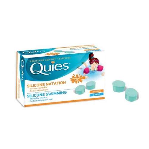 Quies Водоустойчиви силиконови тапи за уши за деца за плуване x3 чифта