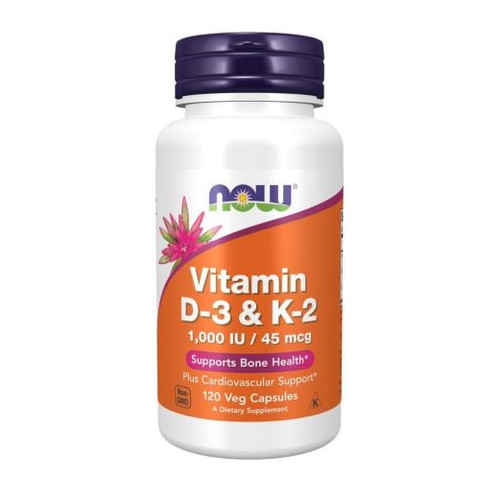  Now Foods Витамин D-3 1000IU и витамин К2 45мкг х120 капсули