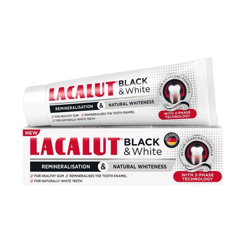 Lacalut Black & White Реминализираща и избелваща паста за зъби x75 мл