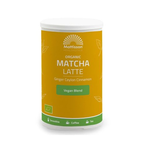 Mattisson Organic Matcha Latte Лате с матча, джинджифил и цейлонска канела x140 грама