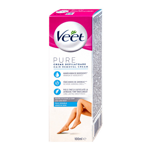 Veet Pure Silk & Fresh Депилиращ крем за тяло за чувствителна кожа 100 ml