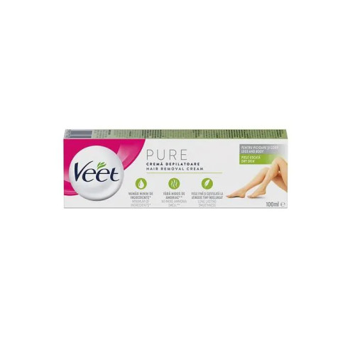 Veet Pure Депилиращ крем за тяло и крака за суха кожа 100 ml