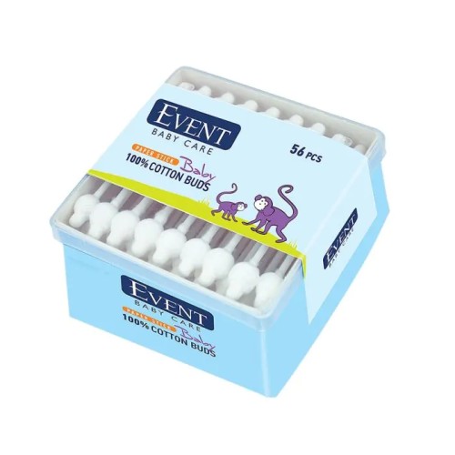 Event Baby Cotton Buds Клечки за уши с ограничител 56 бр