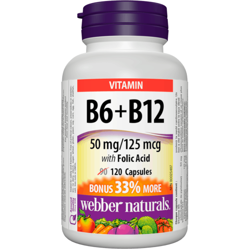 Витамин В6 и витамин В12 с Фолиева киселина х120 капсули Webber Naturals