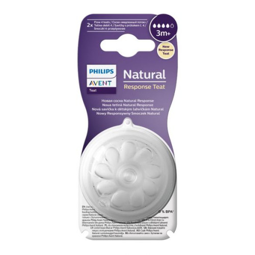 Avent Natural Response Силиконов биберон за гъсти храни със силен поток 6+ месеца