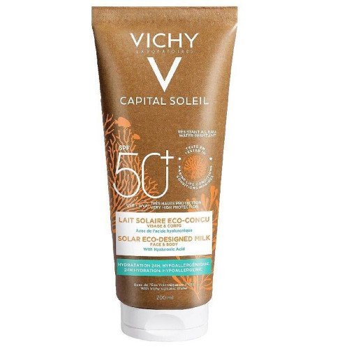 Vichy Capital Soleil Eco Слънцезащитно мляко за лице и тяло в екологична опаковка SPF50+ x200 мл