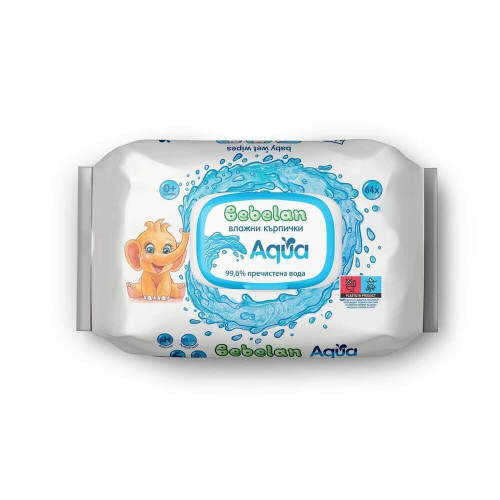 Bebelan Aqua Мокри кърпи с 99.6% вода x64 броя