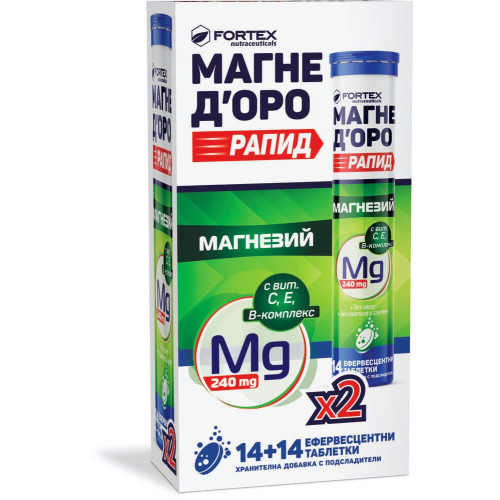 Магне Доро Рапид 2x14 ефервесцентни таблетки Fortex