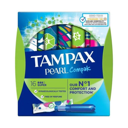 Tampax Compak Pearl Super Дамски тампони 16 бр Procter&Gamble