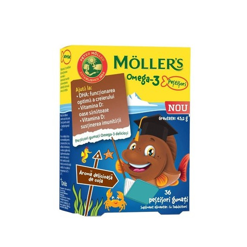 Moller's Омега 3 желирани рибки с вкус с кола x36броя